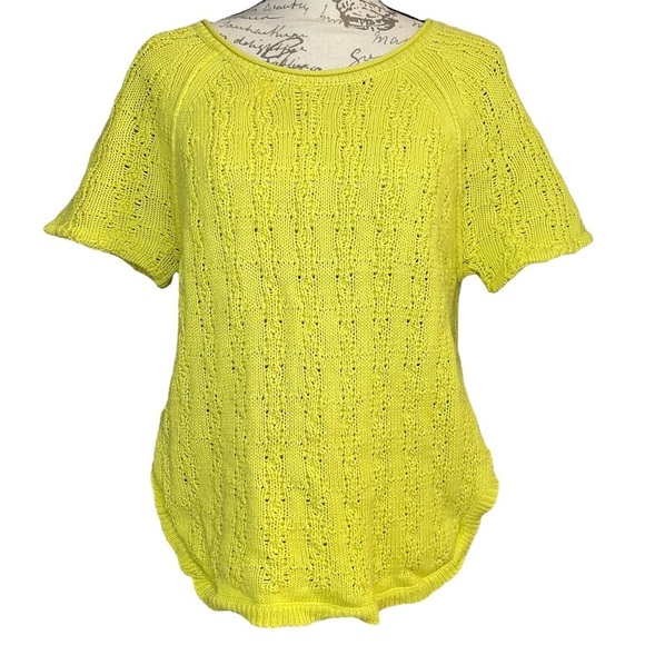Anthropologie Tops - Sparrow Anthropologie crochet knit yellow sweater top size small